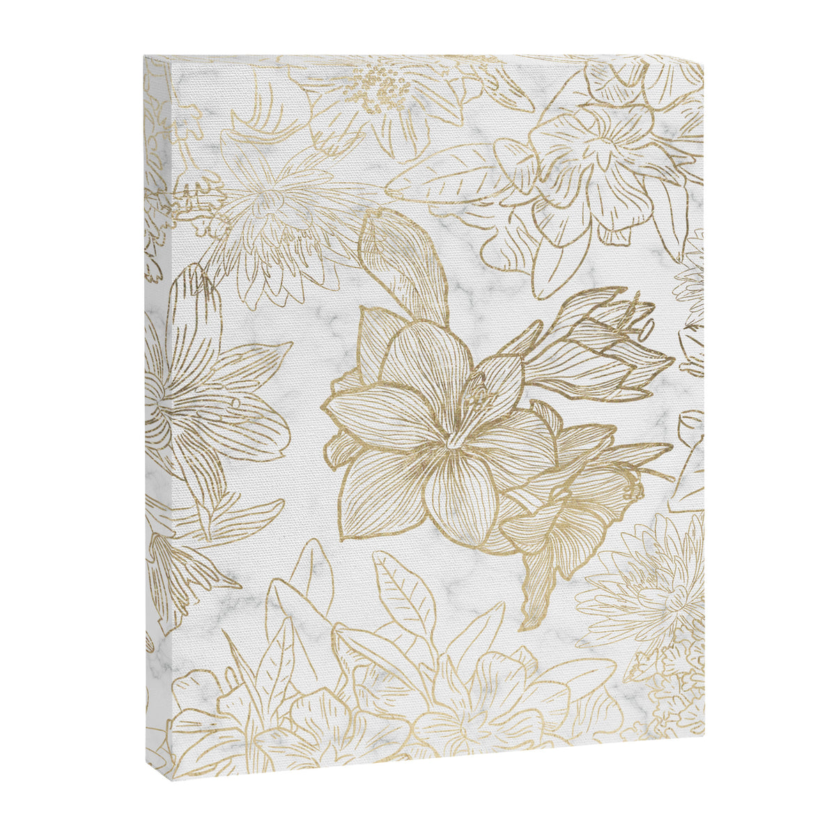 Elegant modern white faux gold marble floral Canvas Print Gallery Image 8