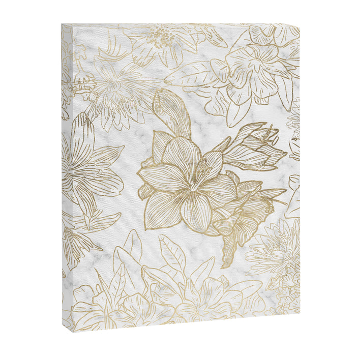 Elegant modern white faux gold marble floral Canvas Print Gallery Image 1