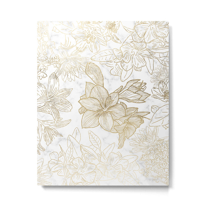 Elegant modern white faux gold marble floral Metal Print Gallery Image 1
