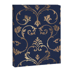 Elegant navy blue gold glitter floral damask Canvas Print Gallery Image 8