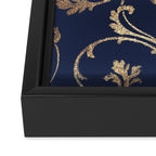 Elegant navy blue gold glitter floral damask Framed Canvas Print Gallery Image 3