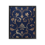 Elegant navy blue gold glitter floral damask Framed Canvas Print Gallery Image 8