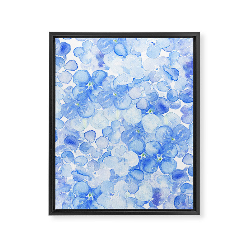 Elegant purple blue hand painted watercolor hortensia floral Framed Canvas Print Gallery Image 8
