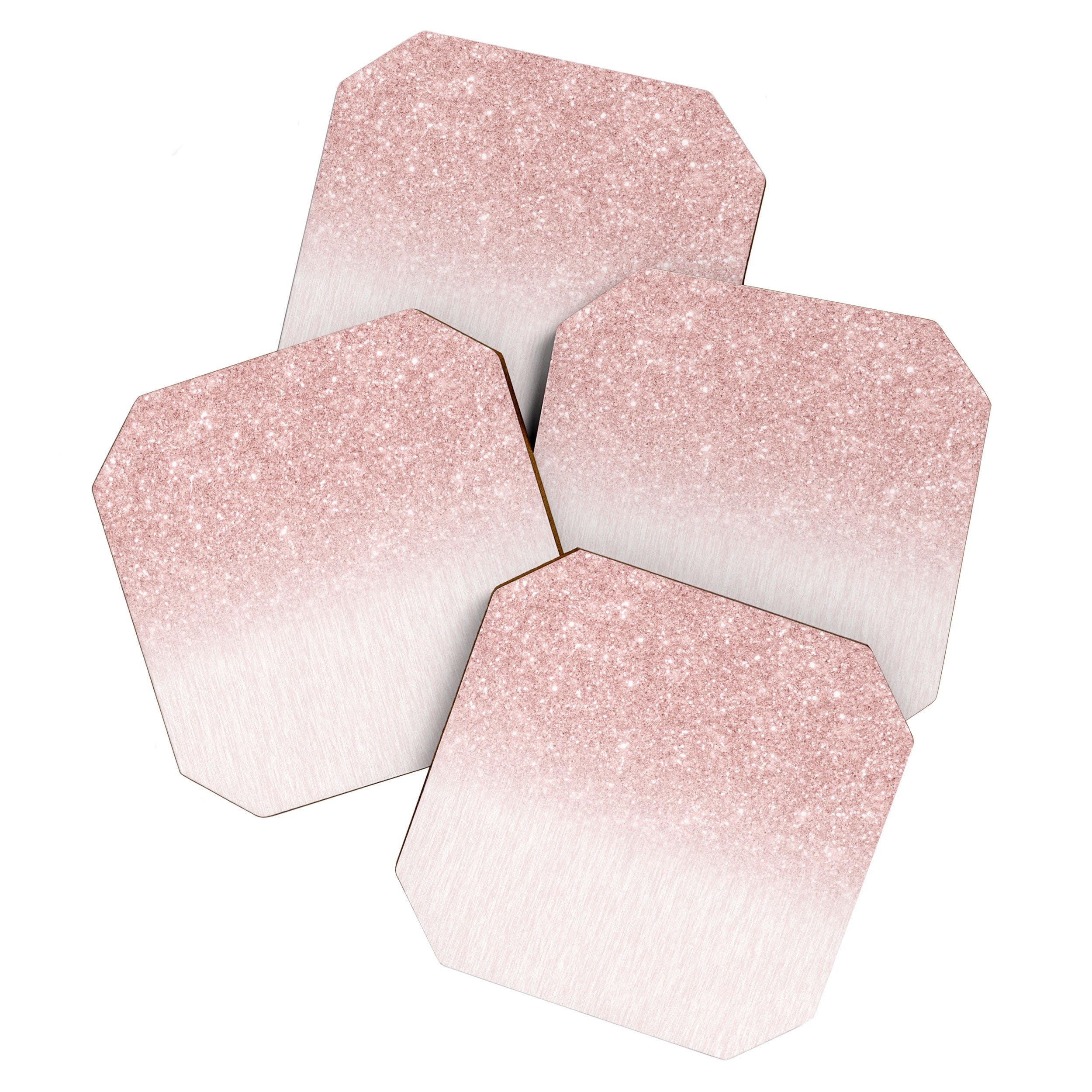Elegant rose gold pink gradient glitter Coaster Gallery Image 1
