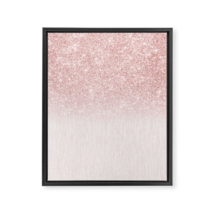 Elegant rose gold pink gradient glitter Framed Canvas Print Gallery Image 1
