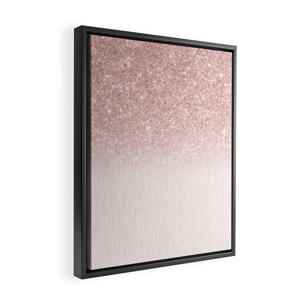 Elegant rose gold pink gradient glitter Framed Canvas Print Gallery Image 2
