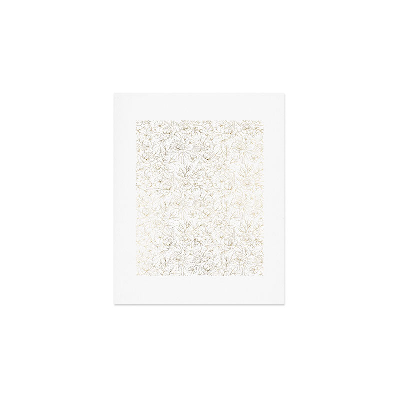 Elegant simple modern faux gold white floral Art Print Gallery Image 1