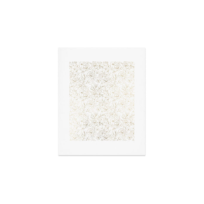 Elegant simple modern faux gold white floral Art Print Gallery Image 1