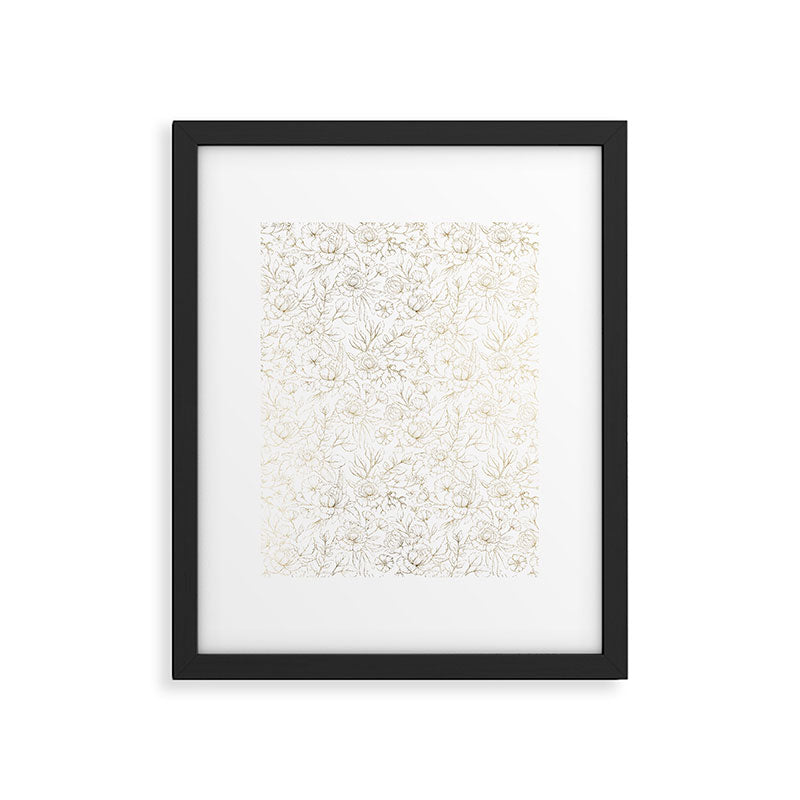 Elegant simple modern faux gold white floral Framed Art Print Gallery Image 6