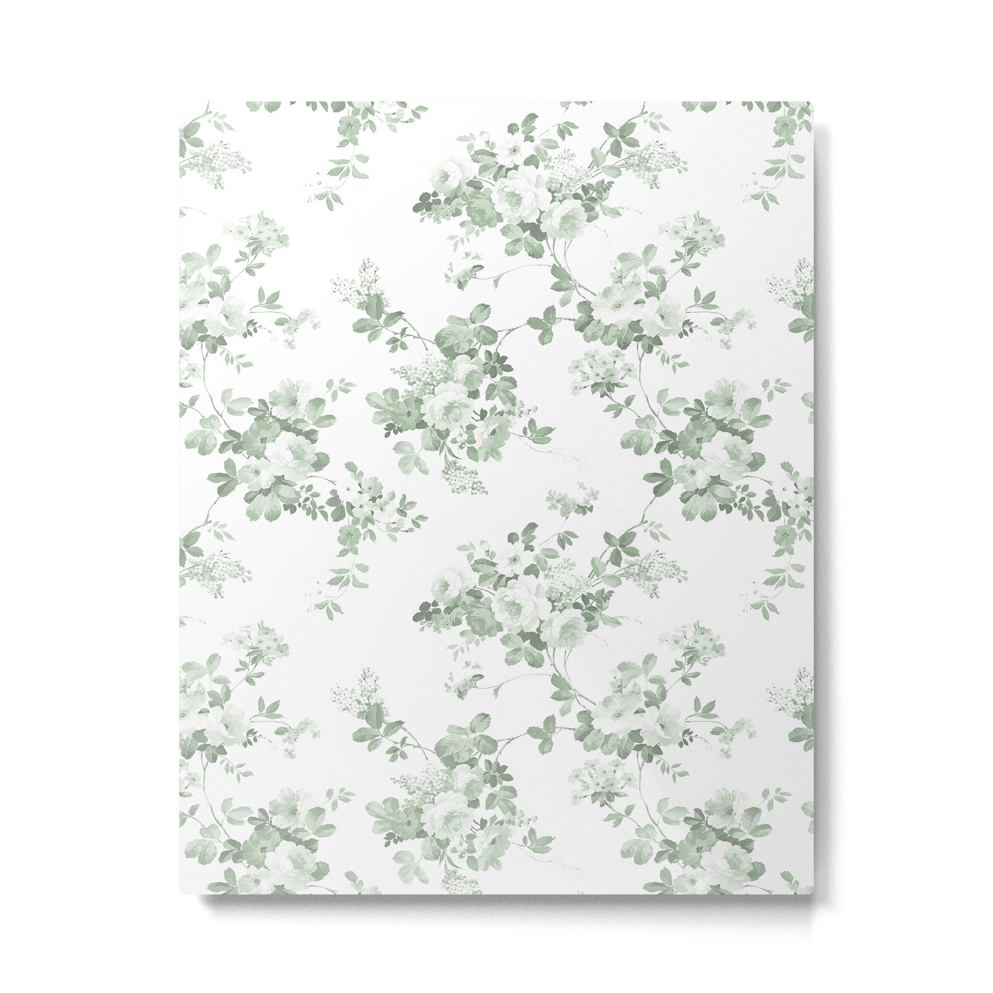 Elegant vintage green white roses shabby floral Metal Print Gallery Image 6