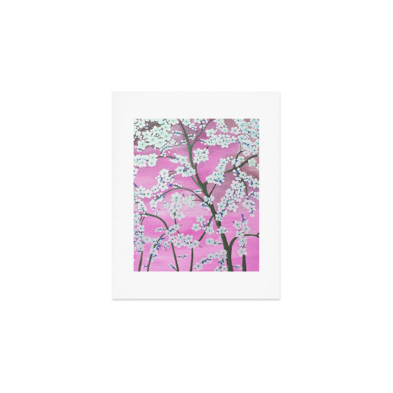 Elegant white pink floral painting pattern Art Print Gallery Image 1