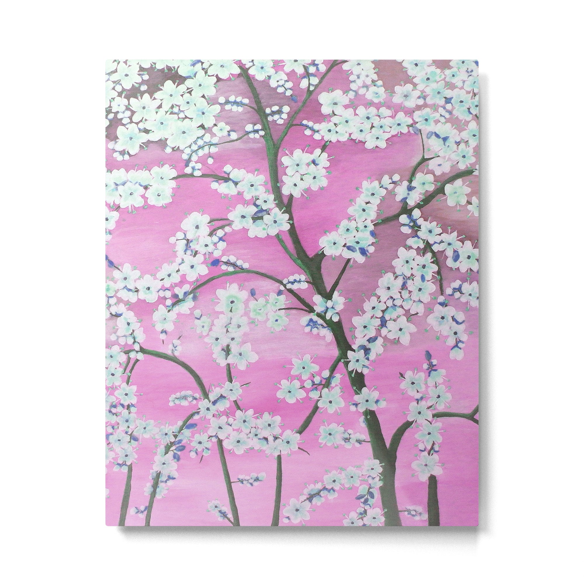 Elegant white pink floral painting pattern Metal Print Gallery Image 6
