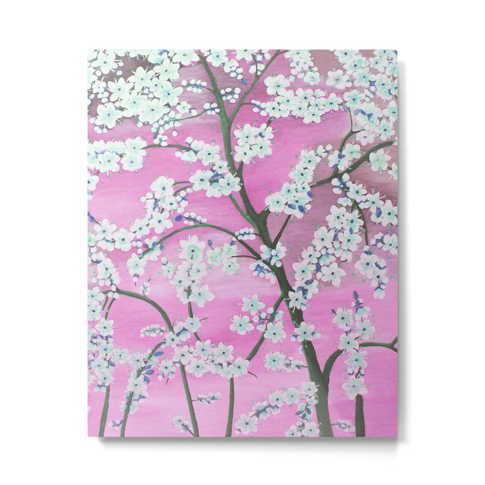 Elegant white pink floral painting pattern Metal Print Gallery Image 1