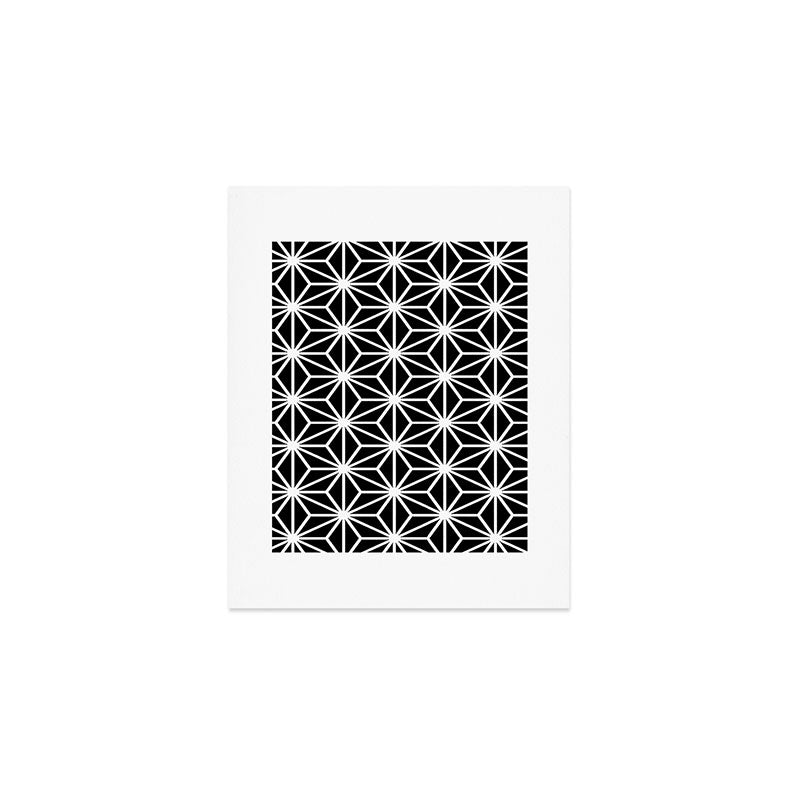 Geometric abstract modern black white stripes Art Print Gallery Image 1