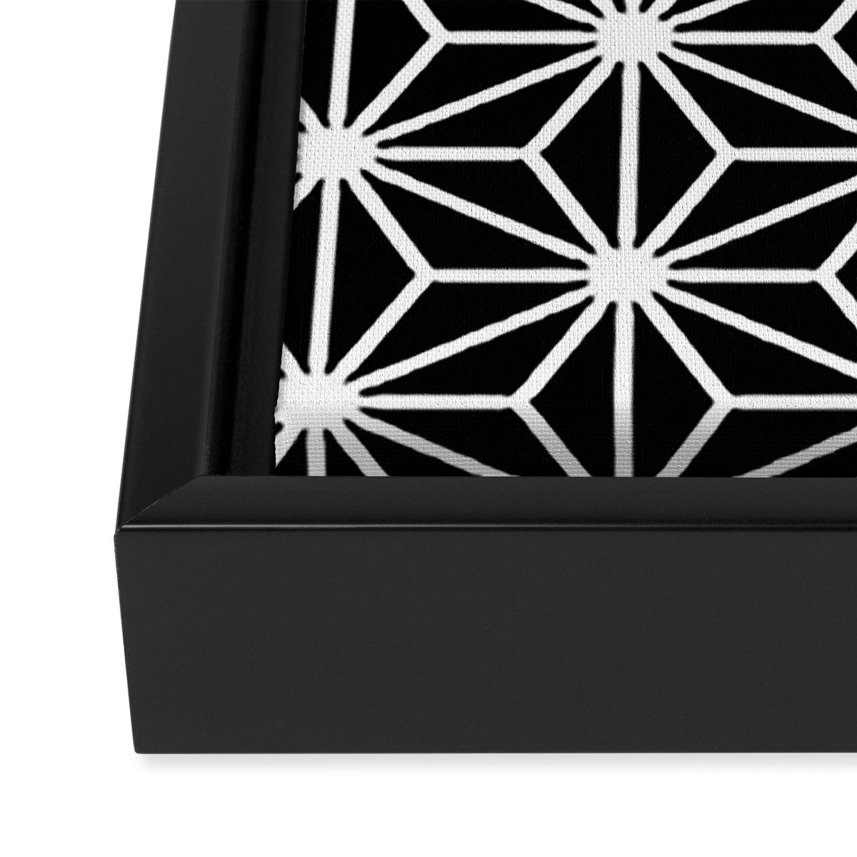 Geometric abstract modern black white stripes Framed Canvas Print Gallery Image 3