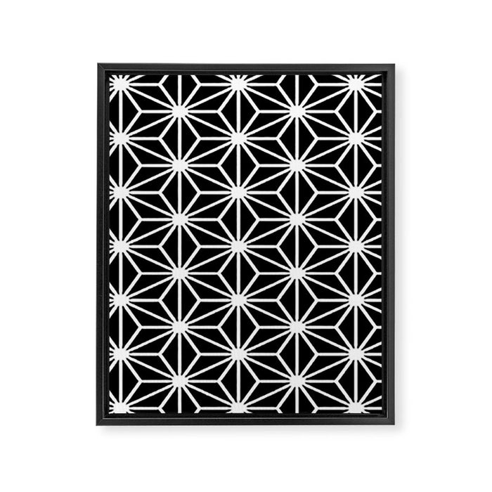 Geometric abstract modern black white stripes Framed Canvas Print Gallery Image 1