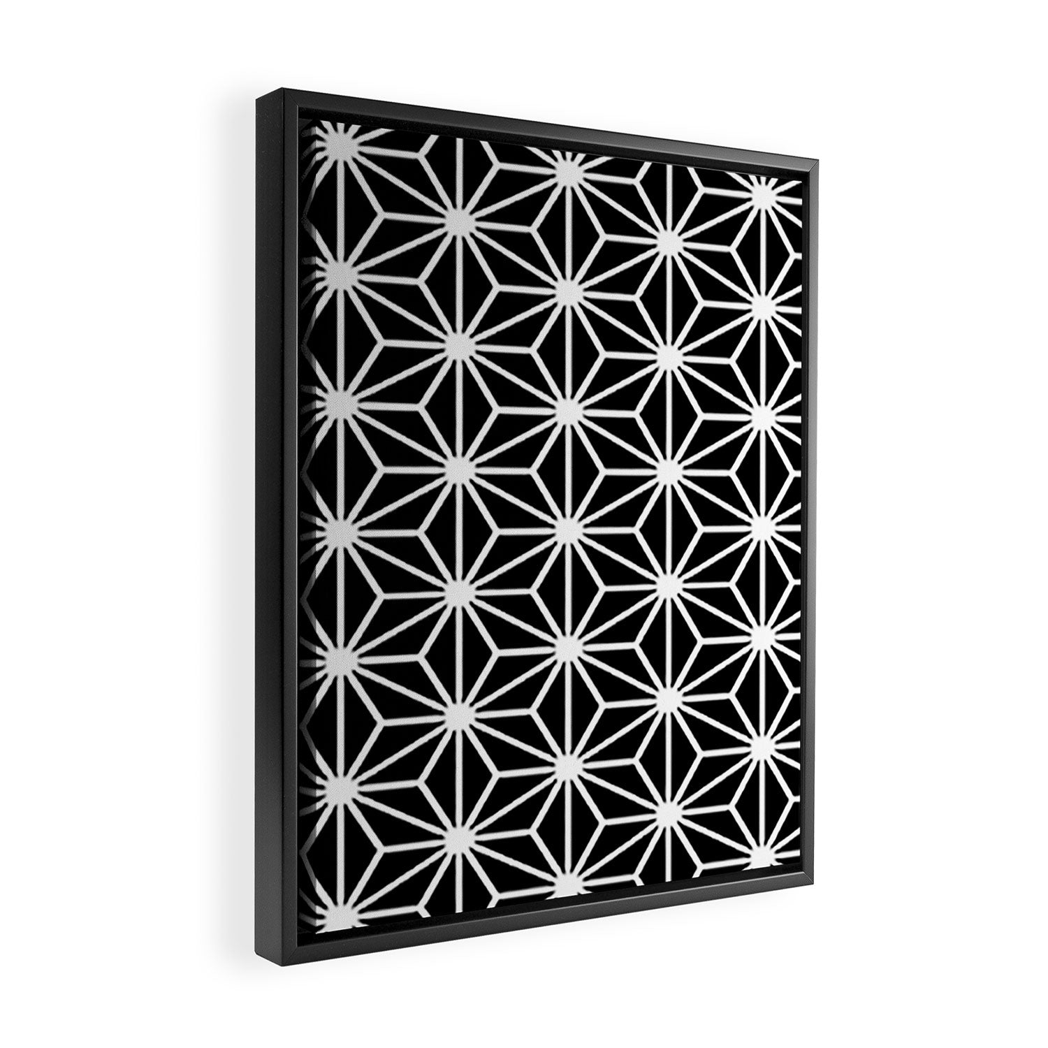 Geometric abstract modern black white stripes Framed Canvas Print Gallery Image 2