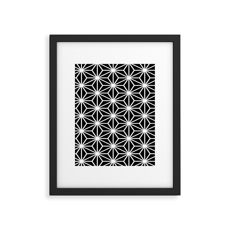 Geometric abstract modern black white stripes Framed Art Print Gallery Image 4