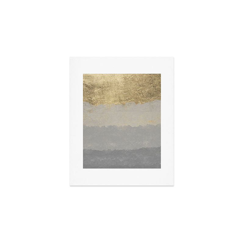 Geometrical ombre glacier gray gold watercolor Art Print Gallery Image 1