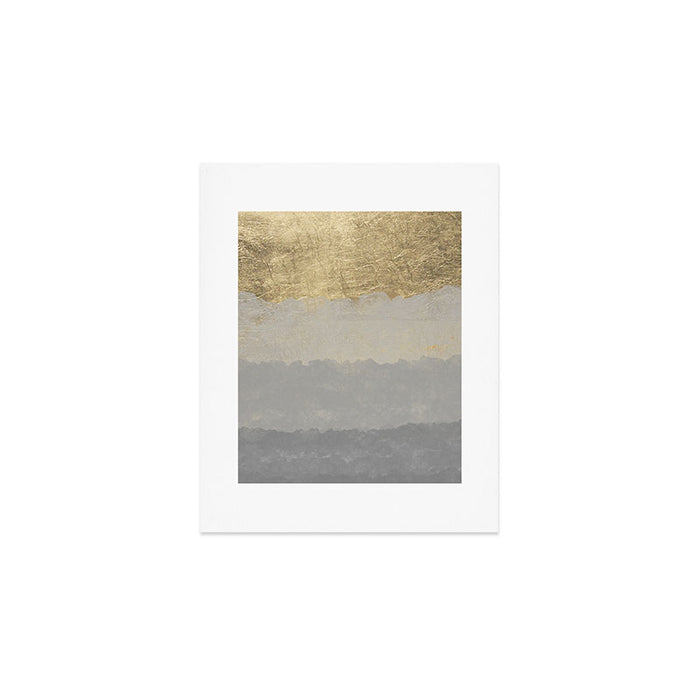 Geometrical ombre glacier gray gold watercolor Art Print Gallery Image 1