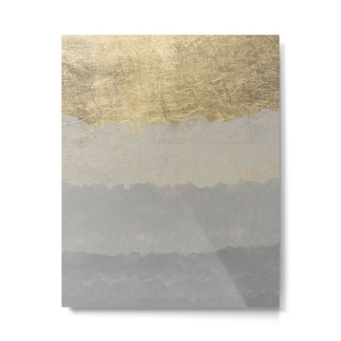 Geometrical ombre glacier gray gold watercolor Metal Print Gallery Image 1