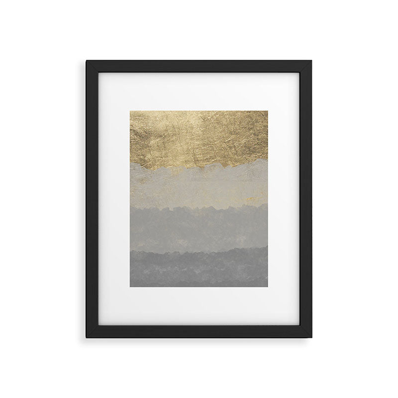 Geometrical ombre glacier gray gold watercolor Framed Art Print Gallery Image 4