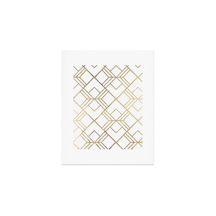 Geometrical white faux gold elegant stylish diamonds Art Print Gallery Image 1