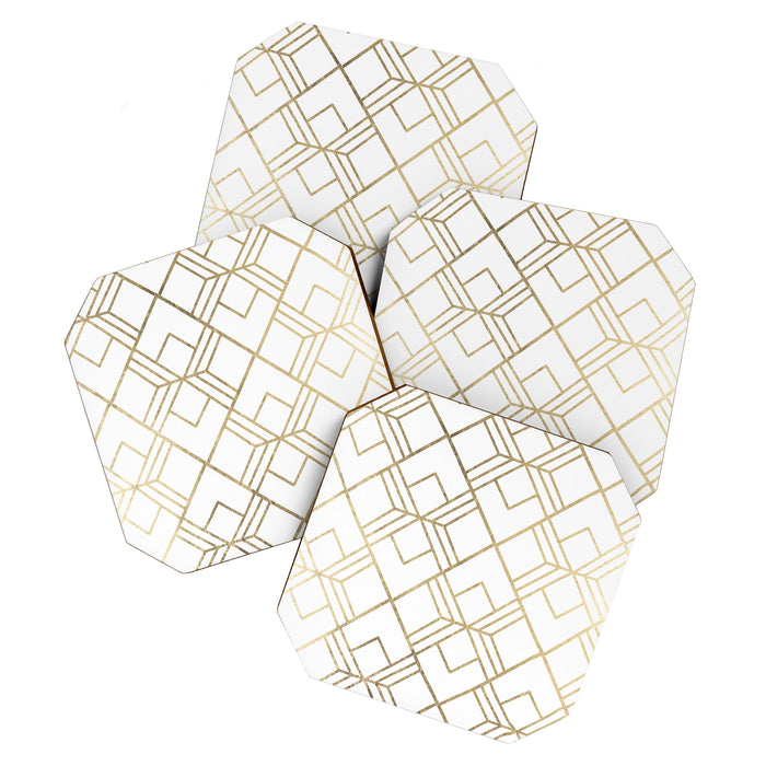 Geometrical white faux gold elegant stylish diamonds Coaster Gallery Image 1