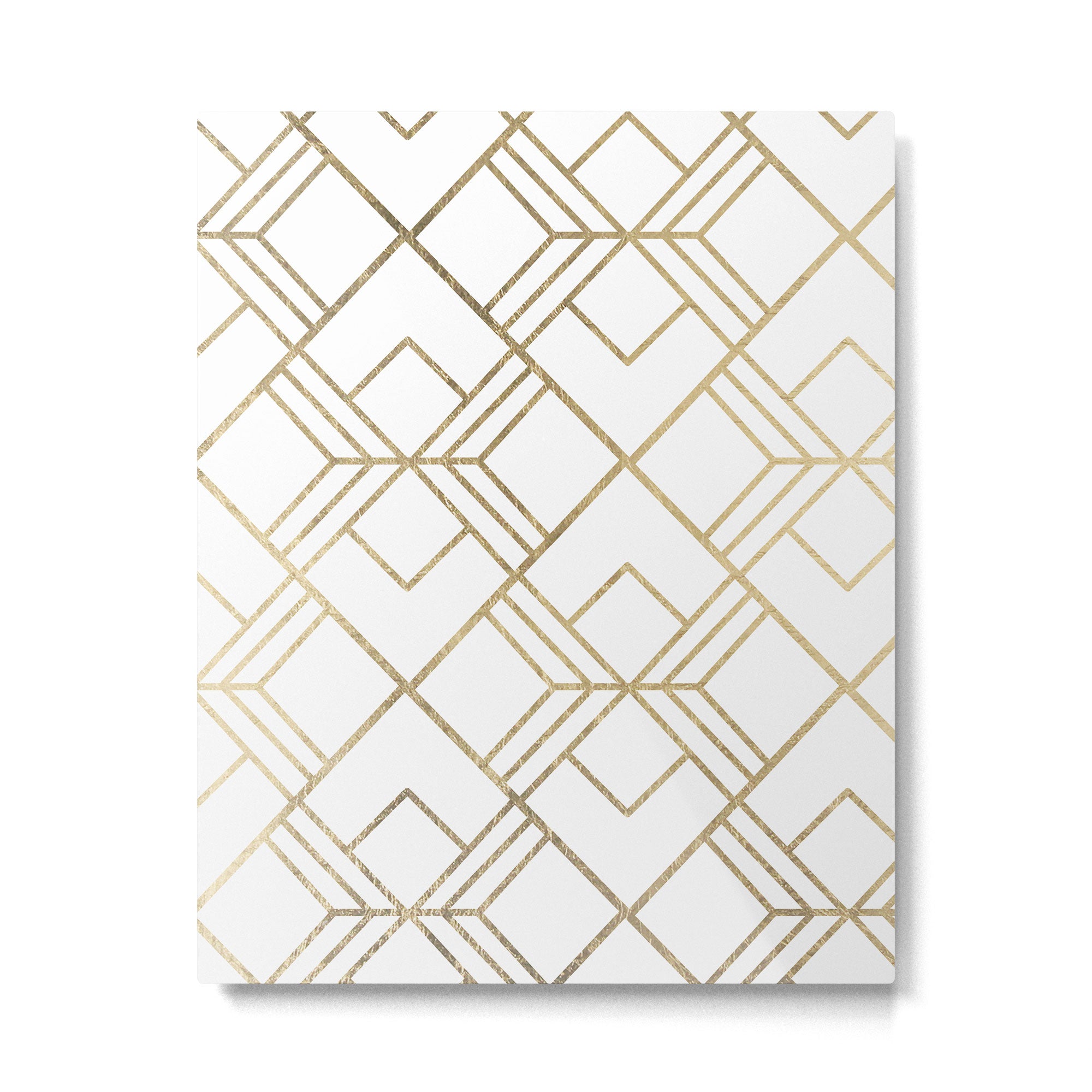 Geometrical white faux gold elegant stylish diamonds Metal Print Gallery Image 6