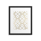 Geometrical white faux gold elegant stylish diamonds Framed Art Print Gallery Image 6