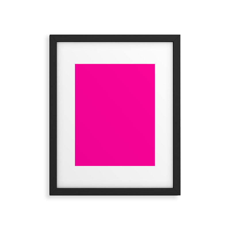 Girly modern neon pink solid color Framed Art Print Gallery Image 6