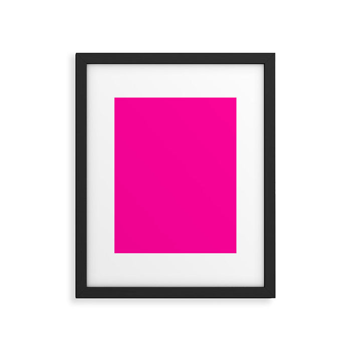 Girly modern neon pink solid color Framed Art Print Gallery Image 1
