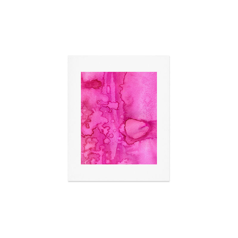 Girly neon pink magenta abstract watercolor paint Art Print Gallery Image 1