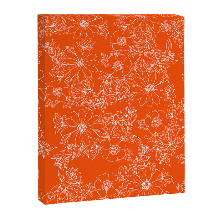 Hand drawn white bright orange modern floral Canvas Print Gallery Image 1