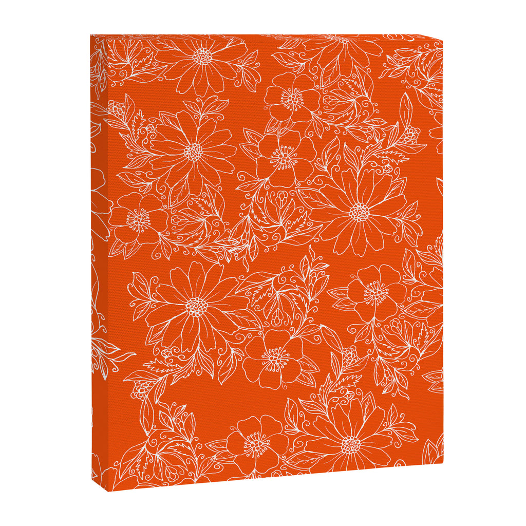 Hand drawn white bright orange modern floral Canvas Print Gallery Image 8