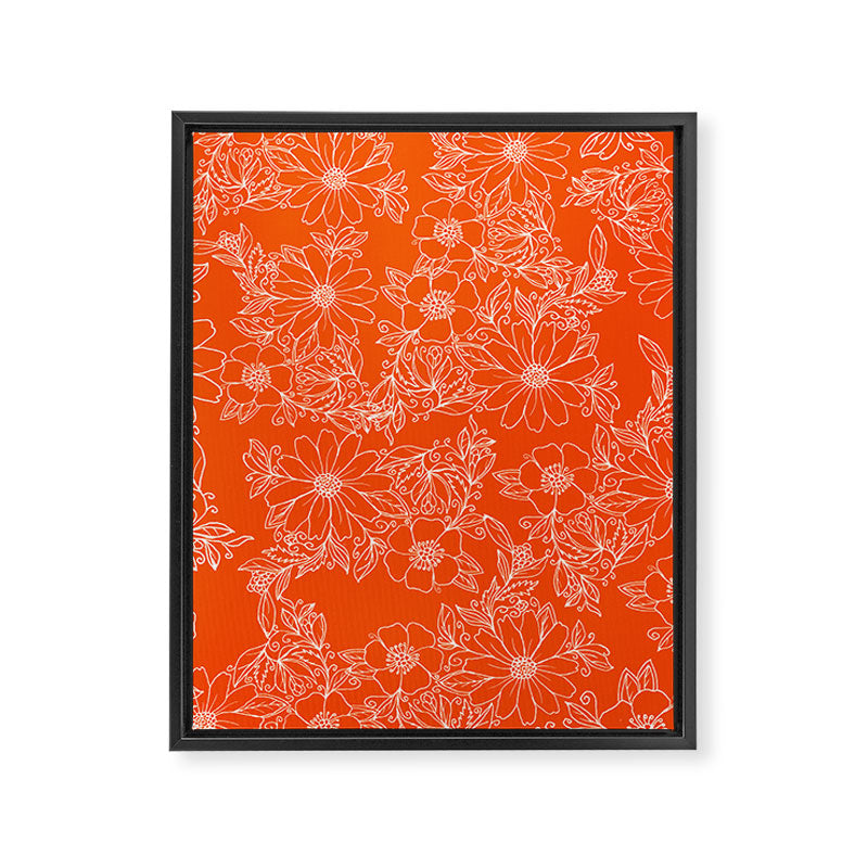 Hand drawn white bright orange modern floral Framed Canvas Print Gallery Image 8