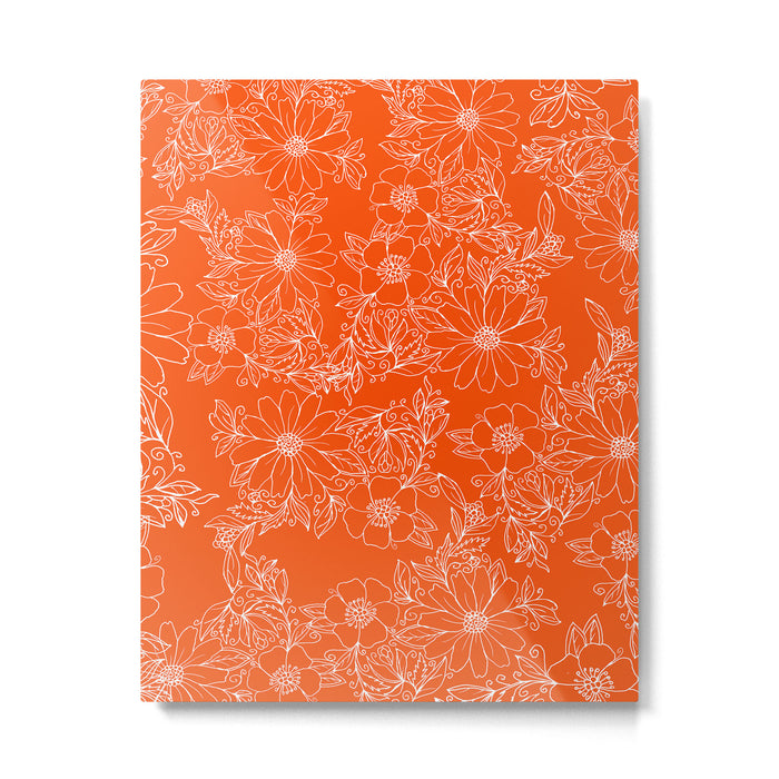 Hand drawn white bright orange modern floral Metal Print Gallery Image 1