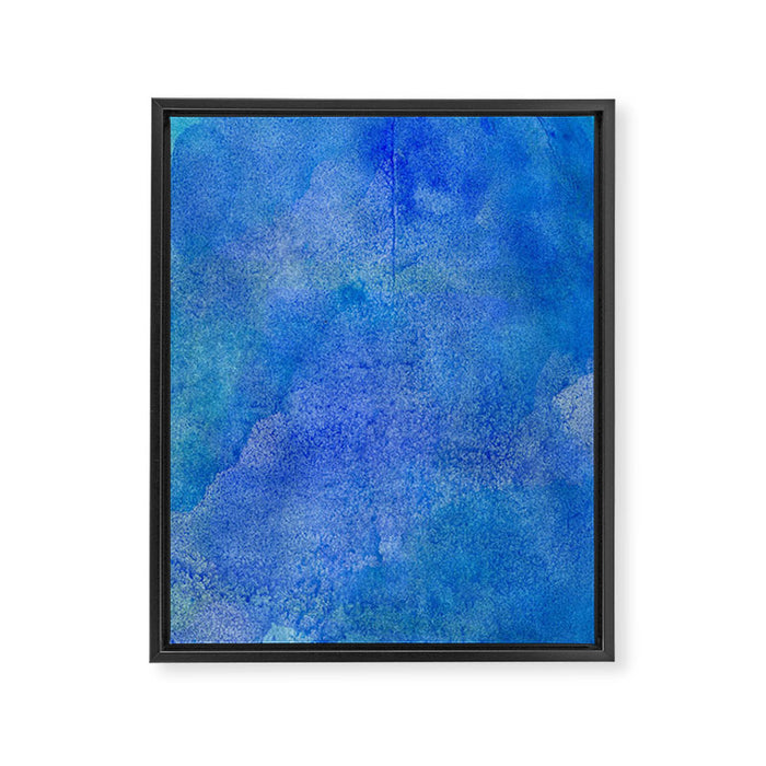 Hand painted abstract blue green watercolor brushstrokes Framed Canvas Print Gallery Image 1