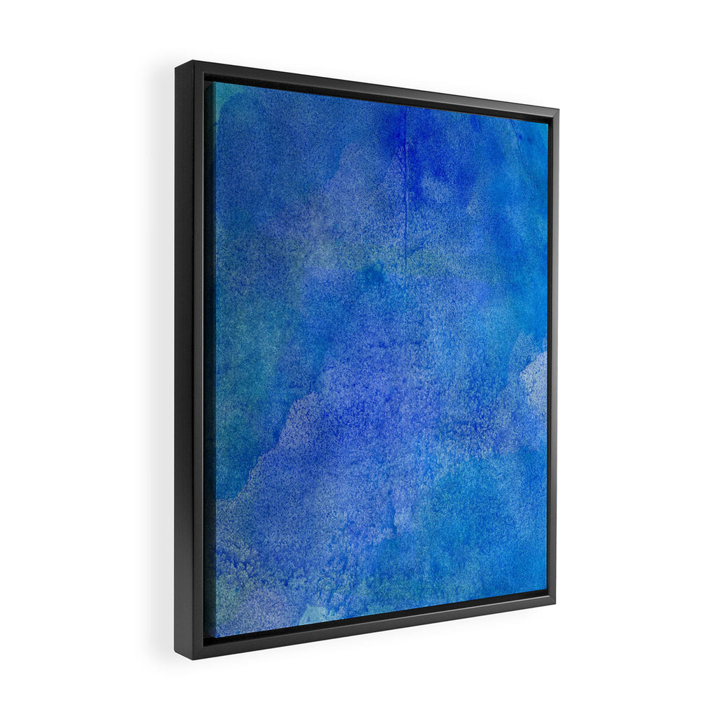 Hand painted abstract blue green watercolor brushstrokes Framed Canvas Print Gallery Image 2