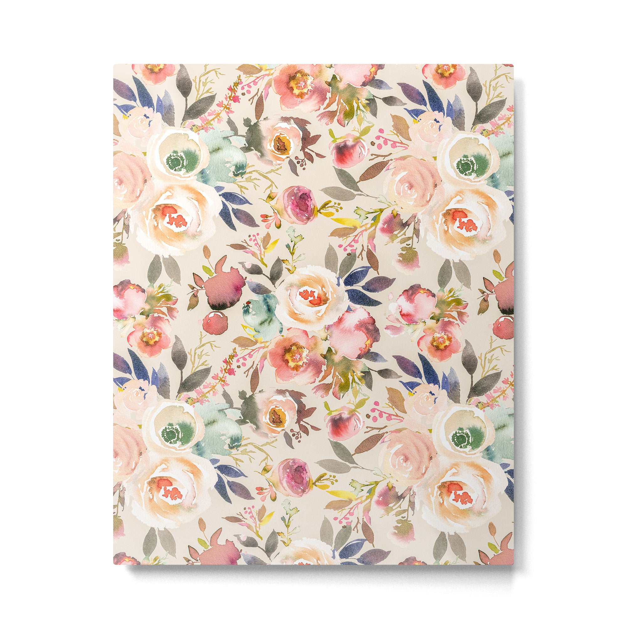 Hand painted ivory pink brown watercolor country floral Metal Print Gallery Image 6