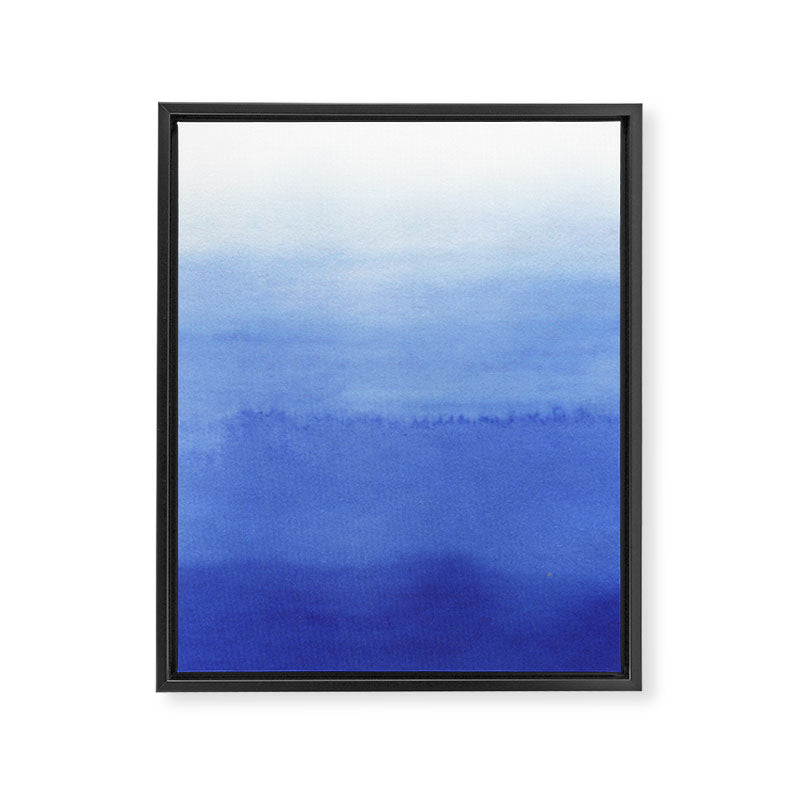 Hand painted navy blue aqua watercolor ombre pattern Framed Canvas Print Gallery Image 8