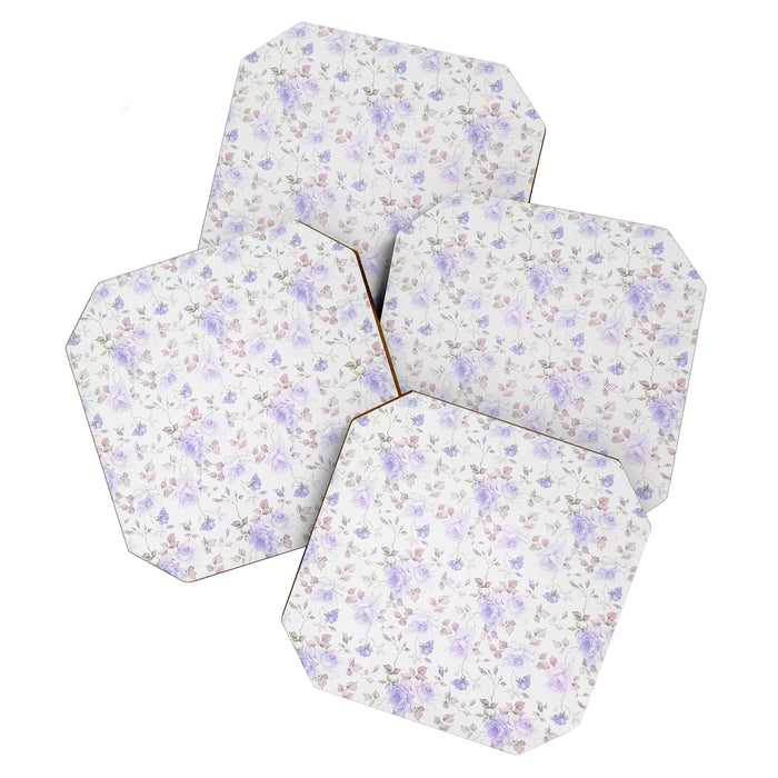 Lavender gray elegant vintage roses floral Coaster Gallery Image 1