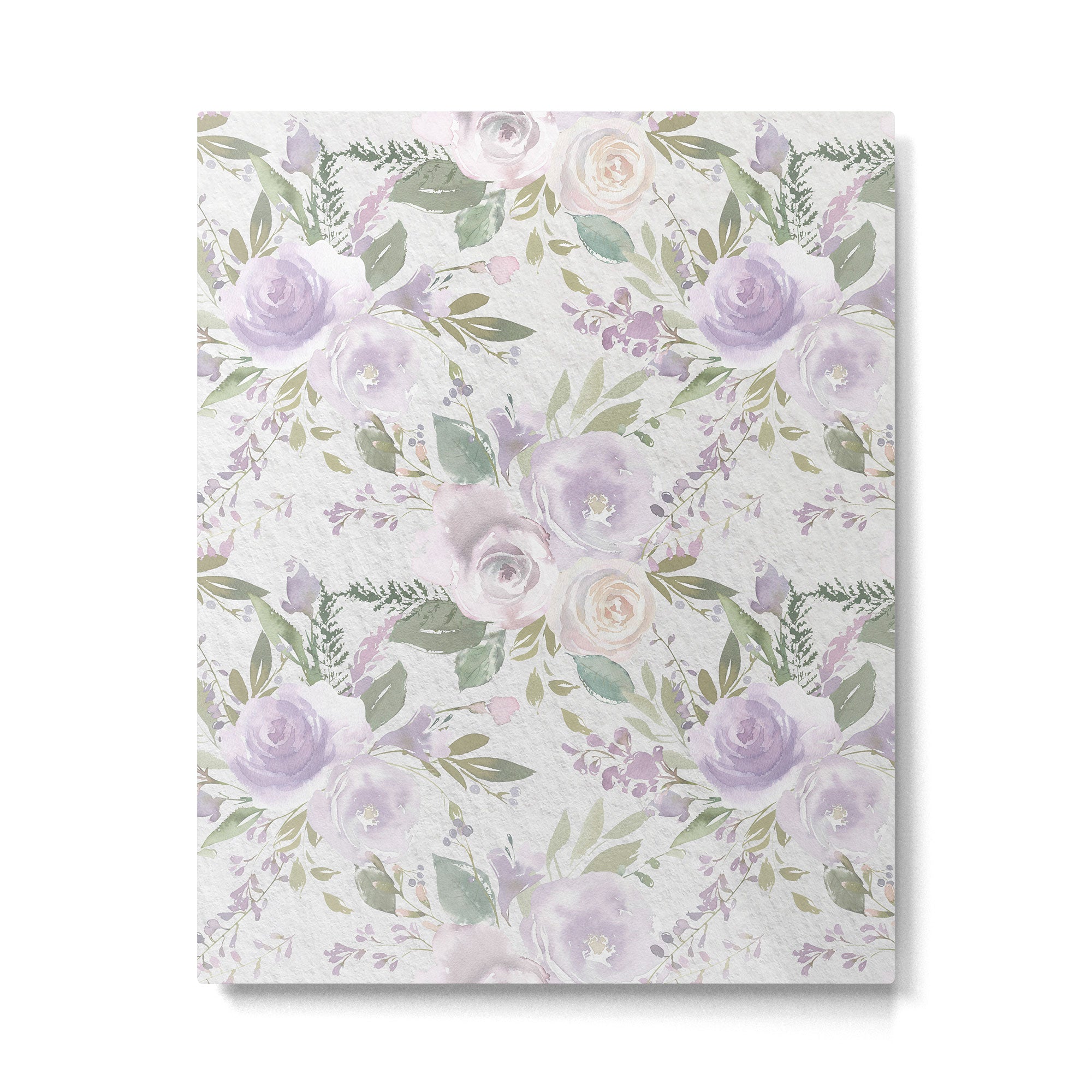 Lavender pastel green white watercolor floral pattern Metal Print Gallery Image 6