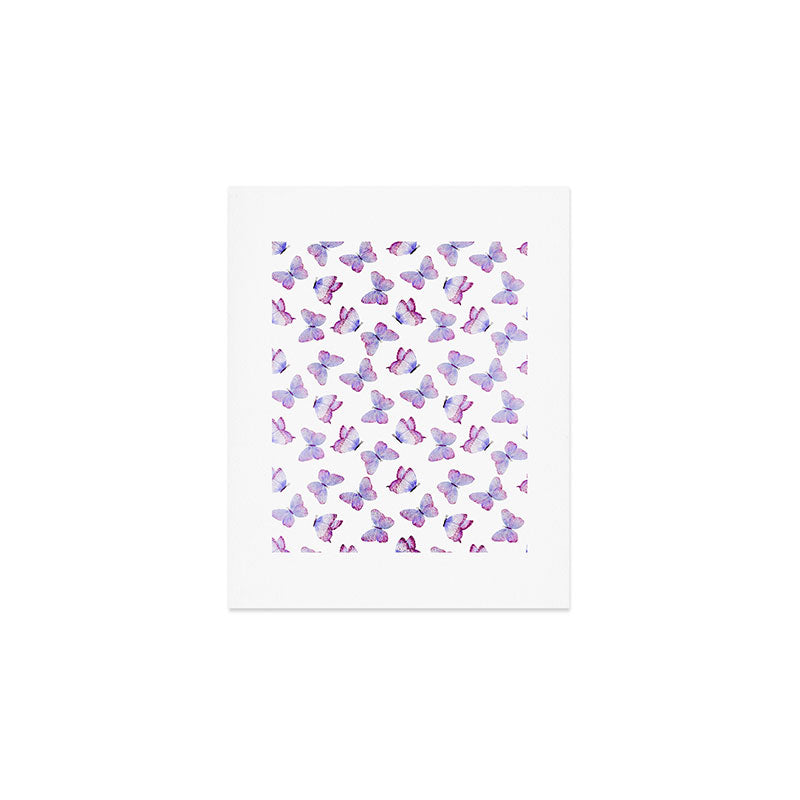 Lavender Purple Watercolor Hand Painted Butterfly Art Print Gallery Image 1