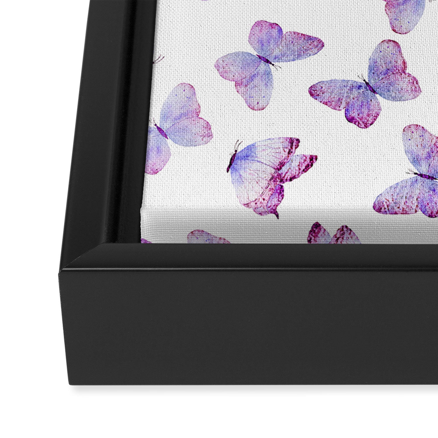 Lavender Purple Watercolor Hand Painted Butterfly Framed Canvas Print Gallery Image 3