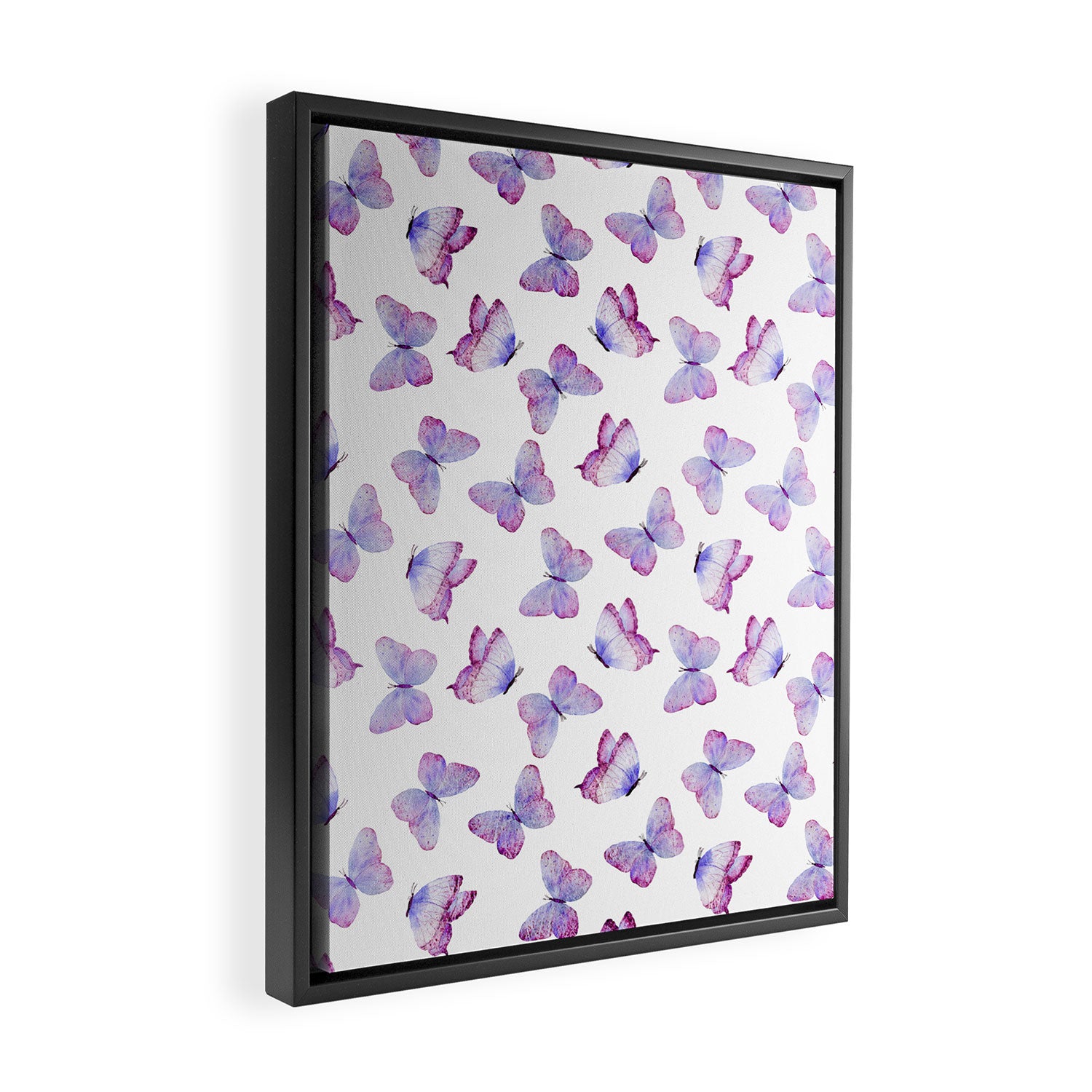 Lavender Purple Watercolor Hand Painted Butterfly Framed Canvas Print Gallery Image 2