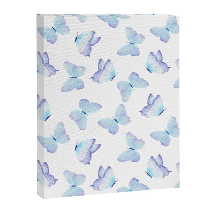 Lilac aqua blue watercolor hand painted butterfly Canvas Print Gallery Image 1