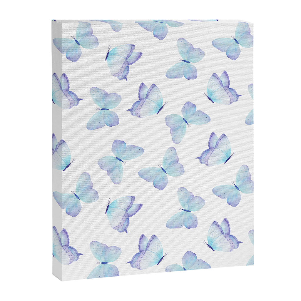 Lilac aqua blue watercolor hand painted butterfly Canvas Print Gallery Image 8