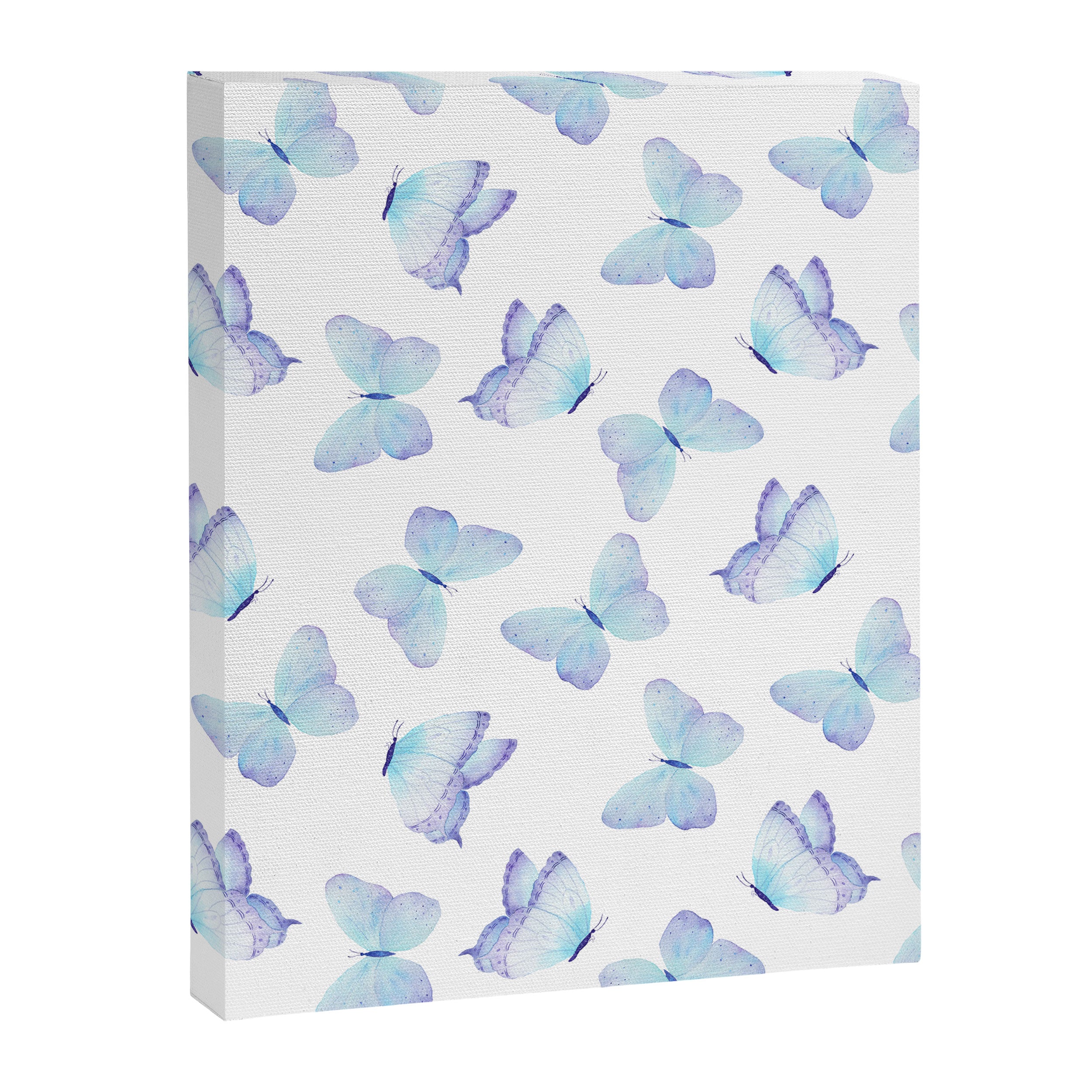 Lilac aqua blue watercolor hand painted butterfly Canvas Print Gallery Image 8