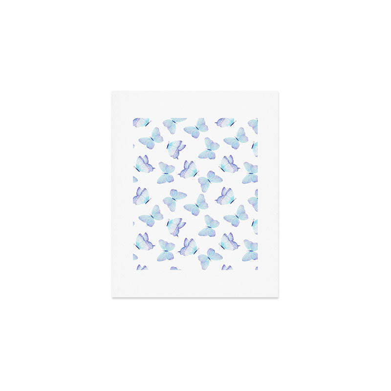 Lilac aqua blue watercolor hand painted butterfly Art Print Gallery Image 1